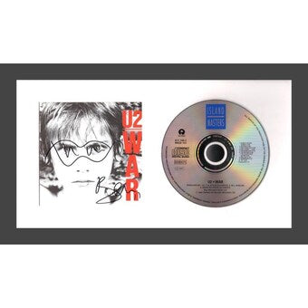 Bono U2 Signed Autograph War Framed CD Display w/ Original Art Sketch JSA COA