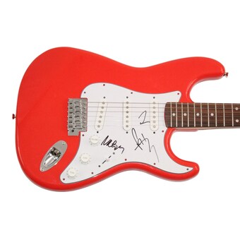 Taylor Hawkins +2 Foo Fighters Signed Autograph Red Fender Electric Guitar JSA