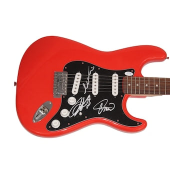 Greta Van Fleet Band (x3) Signed Autograph Red Fender Electric Guitar Acoa Coa