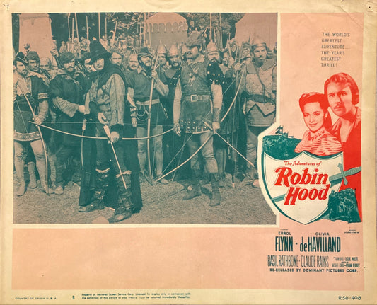 Errol Flynn and Olivia de Havilland "The Adventures of Robin Hood" Lobby Card 