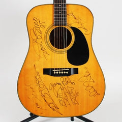 Boston Band Signed Guitar Mitchell Campfire MD-100 Acoustic (6) Brad Delp, Tom Scholtz, etc. – COA JSA