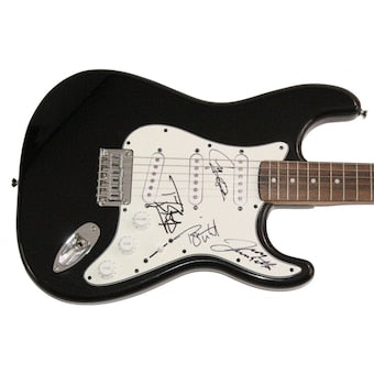 Tesla Signed Autograph Black Fender Guitar - Troy Tommy Jeff & Brian w/ JSA COA