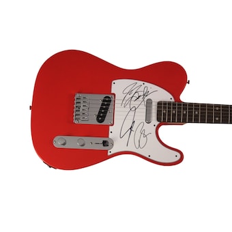 Kings Of Leon Band Signed Autograph Red Fender Telecaster Electric Guitar W/ Jsa