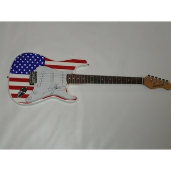 Gene Simmons Signed Usa Flag Electric Guitar Kiss Legend Rare Jsa Loa