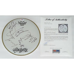 Aerosmith X5 Steven Tyler Joe Perry Brad Joey & Tom Signed 10" Drumhead Psa Loa