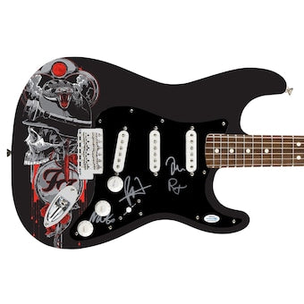 The Foo Fighters Autographed Signed 1/1 Custom Graphics Photo Guitar ACOA