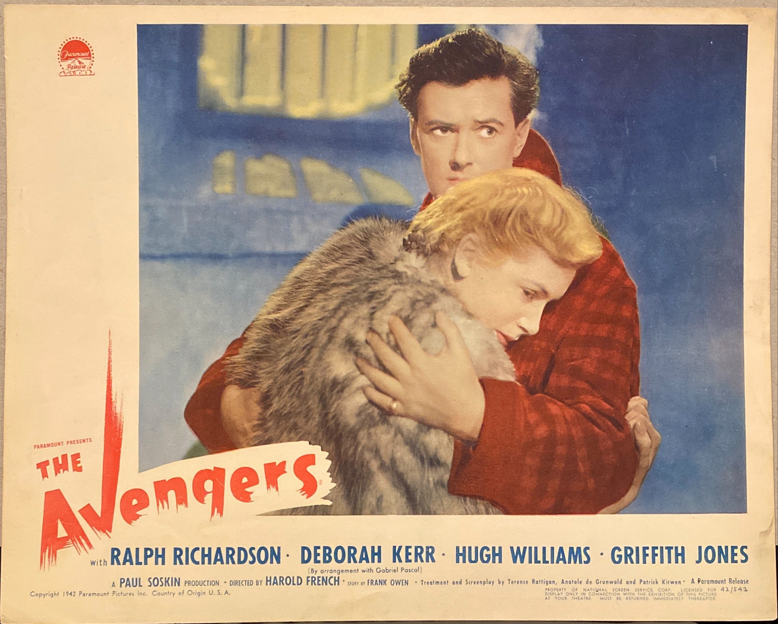 Ralph Richardson, Deborah Kerr, Hugh Williams, and Griffith Jones "The Avengers" Lobby Card 