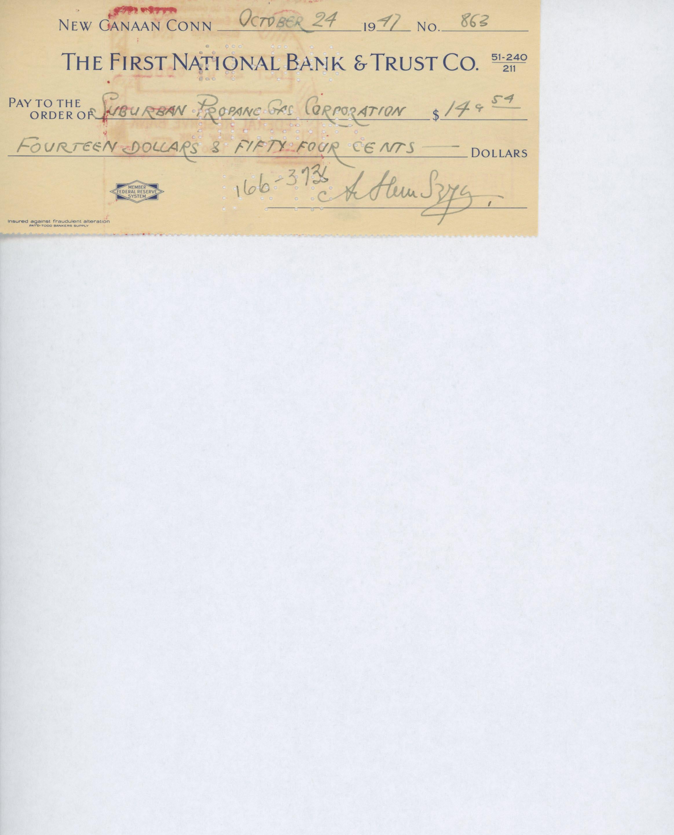 Artist Arthur Szyk signed check