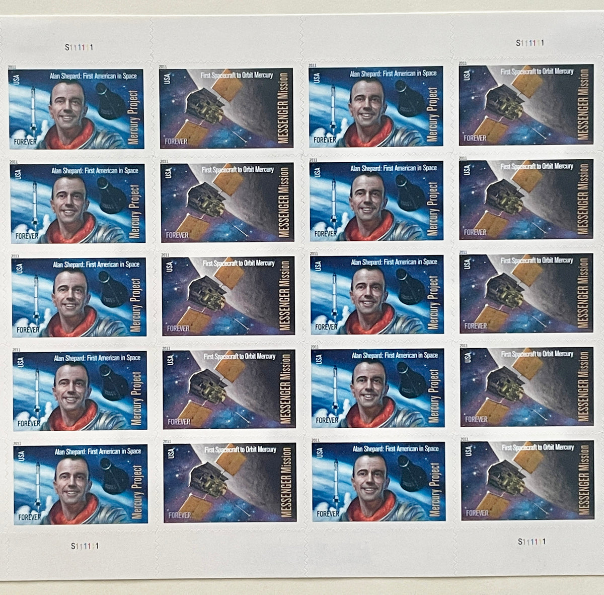 2011 Mercury Project and Messenger Mission stamp set of 20