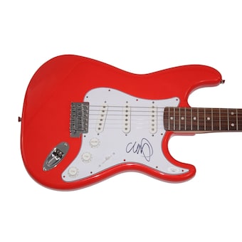 Chris Martin Signed Autograph Full Size Red Fender Electric Guitar Coldplay Jsa