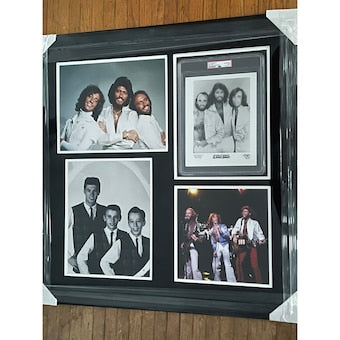 BEE GEES VINTAGE SIGNED B/W 7 X 9 PSA Encapsulated In Framed Photo Collage