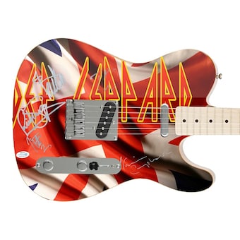 Def Leppard Autographed Custom Graphics Photo Guitar ACOA