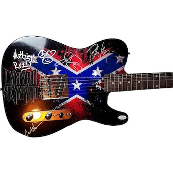 Lynyrd Skynyrd Autographed Signed Flag Graphics Guitar AFTAL UACC ACOA ACOA