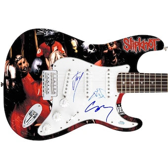 Slipknot Autographed Signed 1/1 Fender Graphics Guitar Exact Video Proof ACOA