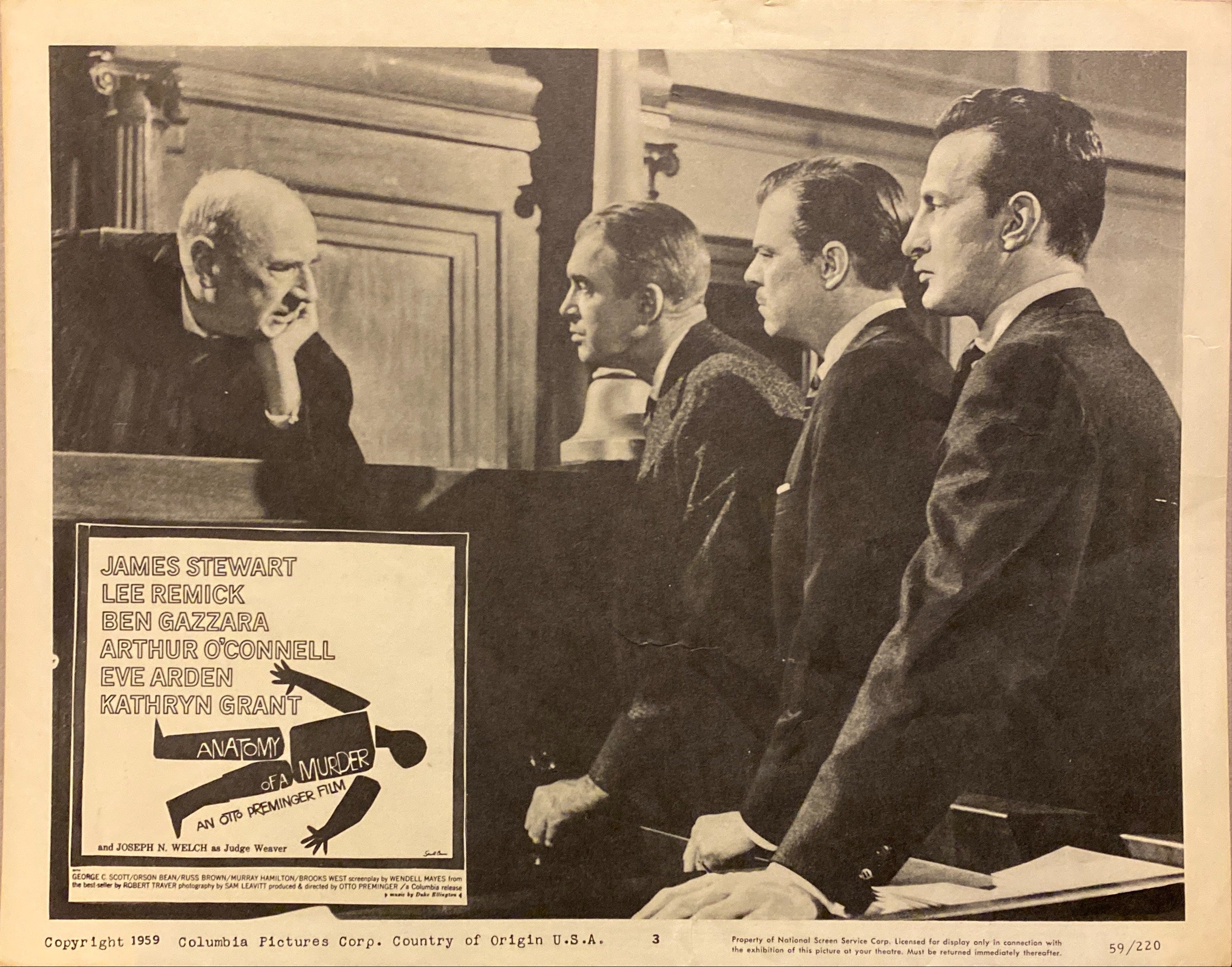 Original James Stewart "Anatomy of Murder" lobby Card