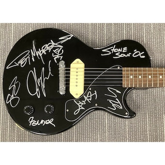 Stone Sour Signed Guitar Alt Metal Corey Taylor Root Economaki +2 Autograph JSA