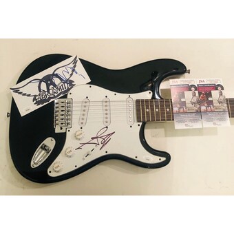 AEROSMITH Autograph Signed Guitar x 2 Steve Tyler Joe Perry JSA Authentication