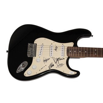 Awolnation Full Band Signed Autograph Full Size Black Fender Electric Guitar Jsa