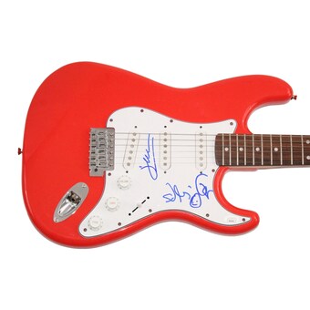 Mana Band x3 Signed Autograph Red Fender Electric Guitar - Fher Olvera w/ JSA