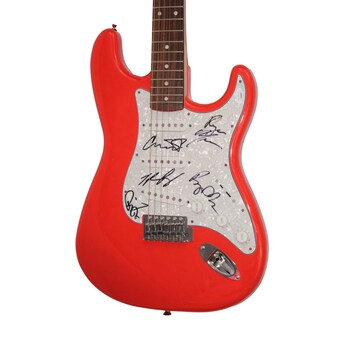 Band Of Horses (x5) Signed Autograph Full Size Red Fender Electric Guitar W/ Jsa