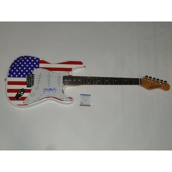 Jon Bon Jovi Signed Usa Flag Electric Guitar Bon Jovi Very Rare Psa Coa