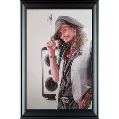 Aerosmith Steven Tyler Signed Tilting Hat Framed 24x36 Canvas Photo Print ACOA