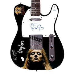 Queen Roger Taylor Autographed Custom Graphics Photo Guitar ACOA