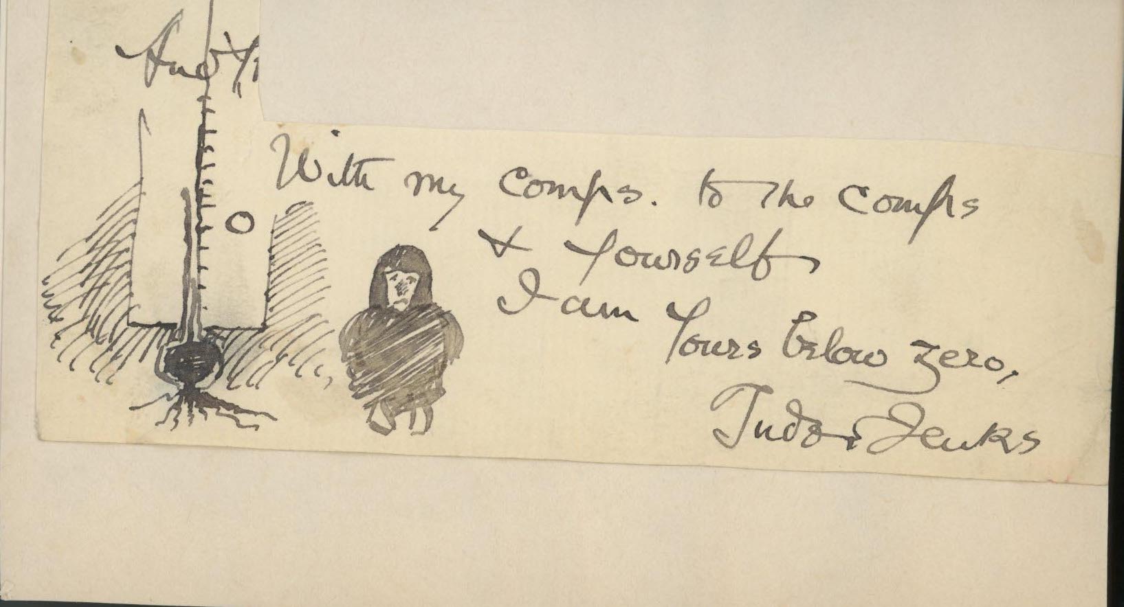 Tudor Jenks hand written note and sketch