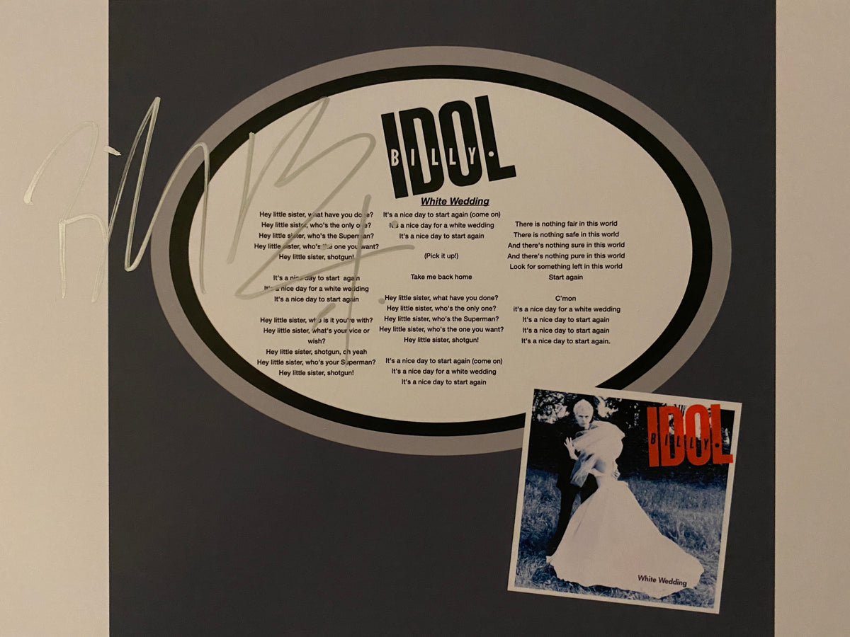 Billy Idol White Wedding signed lyric collage