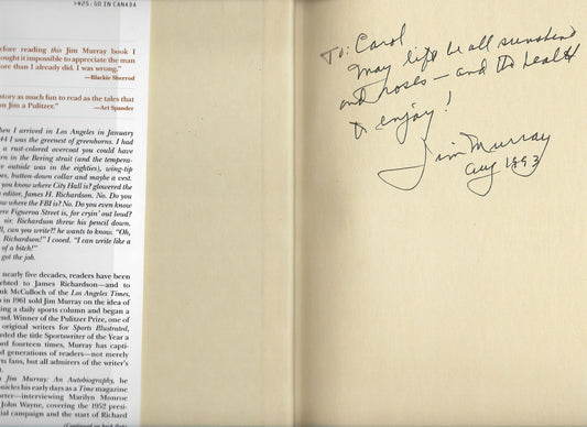 Jim Murray signed autobiography