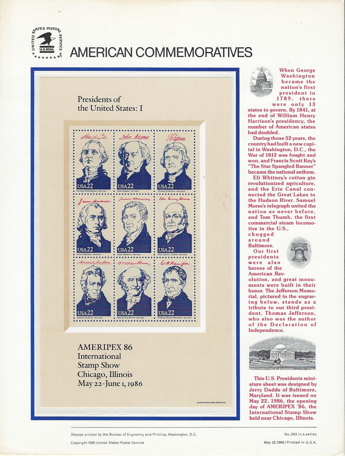 American Commemorative Stamps: Presidents of the United States Part I