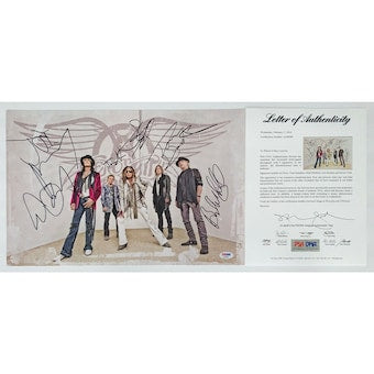 Aerosmith X5 Steven Tyler Joe Perry Joey Kramer Brad & Tom Signed 11x17 Psa Loa