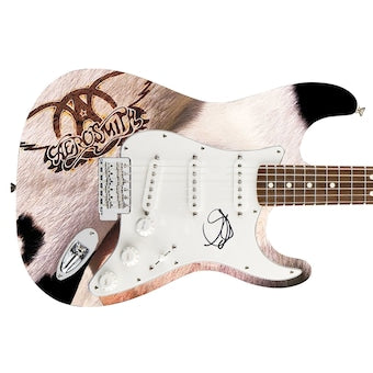 Aerosmith Autographed Steven Tyler Photo Graphics Guitar