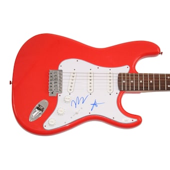 Pete Wentz & Patrick Stump Fall Out Boy Signed Autograph Red Fender Guitar JSA