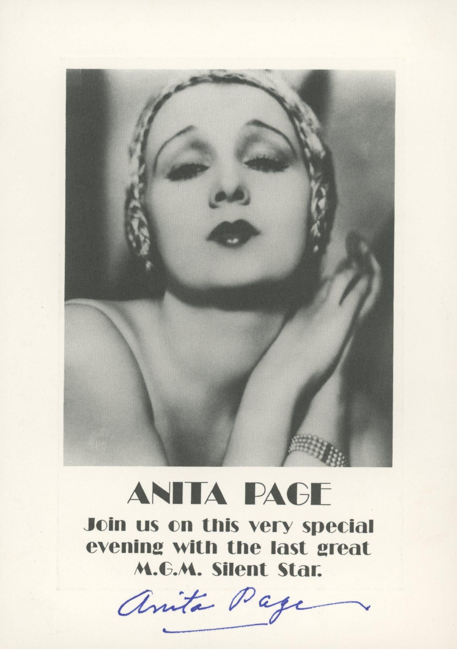 Anita Page signed invitation 