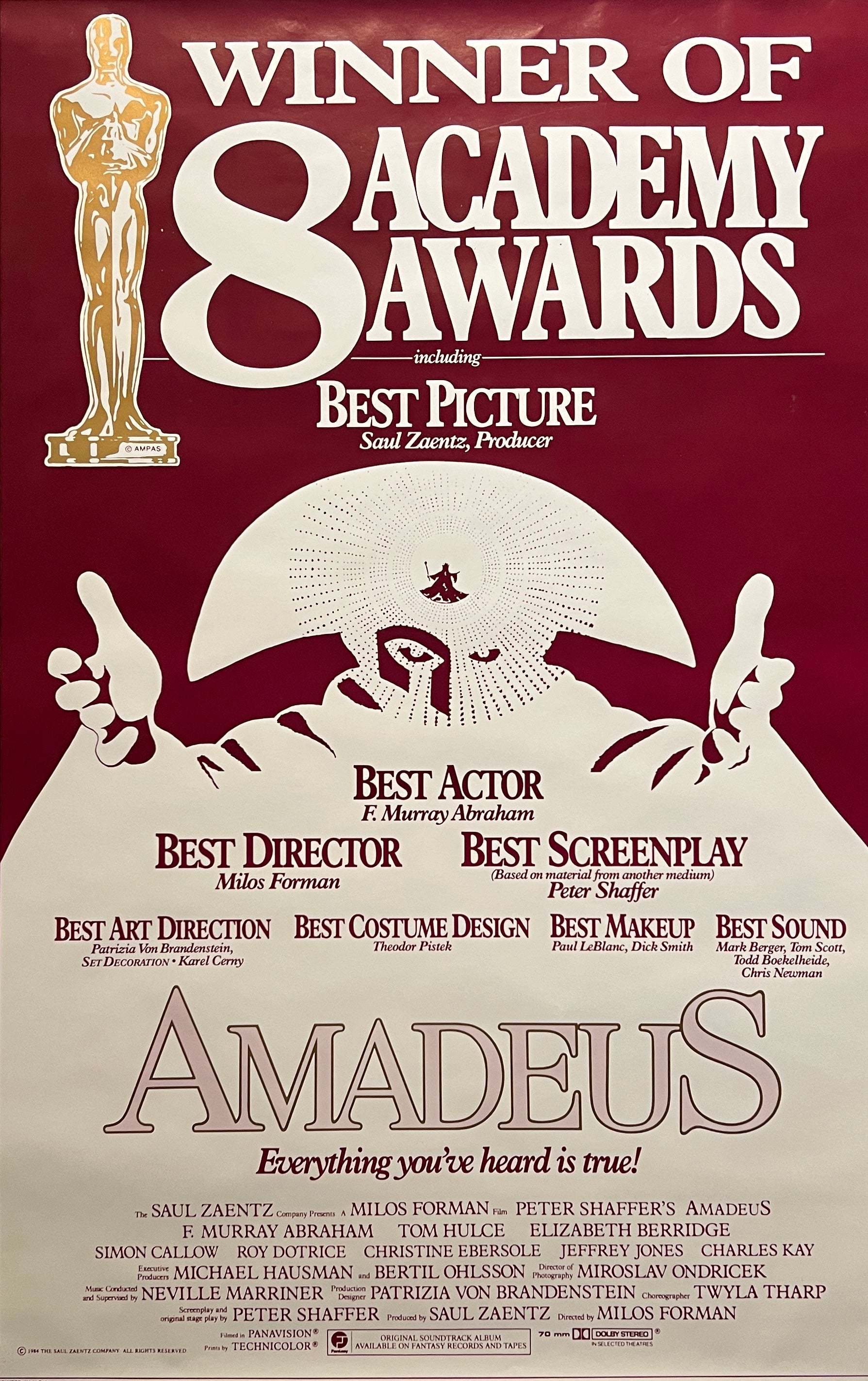 Amadeus Winner of 8 Academy Awards original movie poster