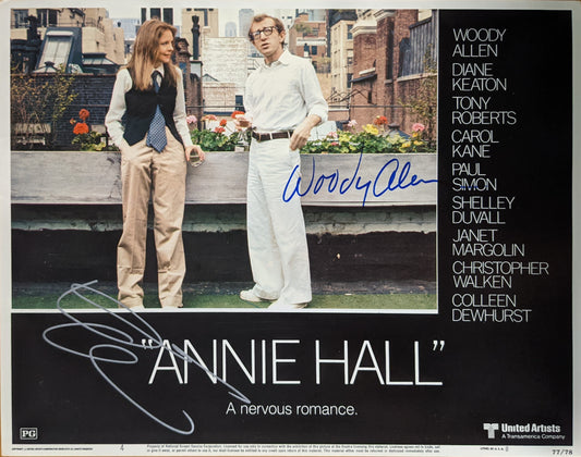 Annie Hall Woody Allen and Diane Keaton signed original 1977 vintage lobby card