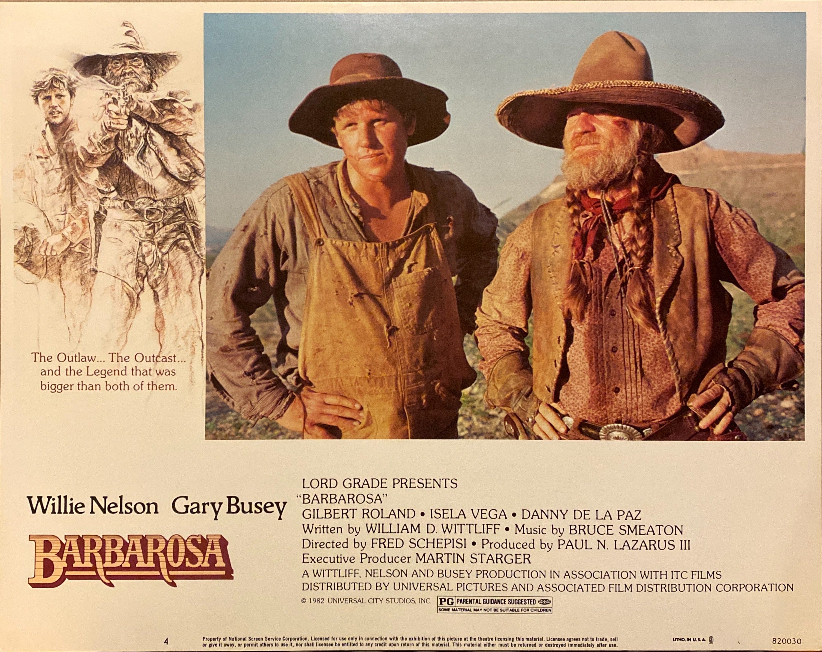 Willie Nelson and Gary Busey "Barbarosa" original Lobby Card 