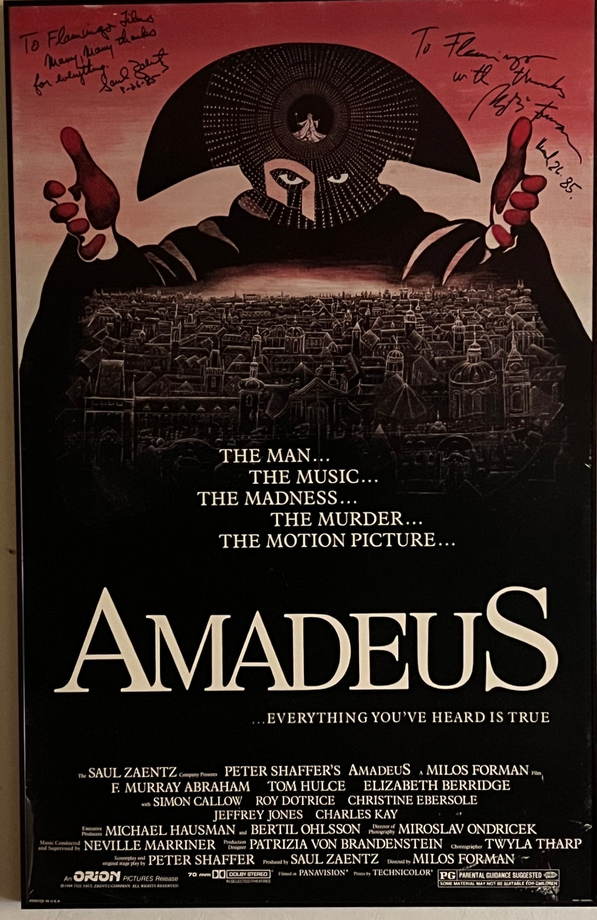 Amadeus cast signed movie poster