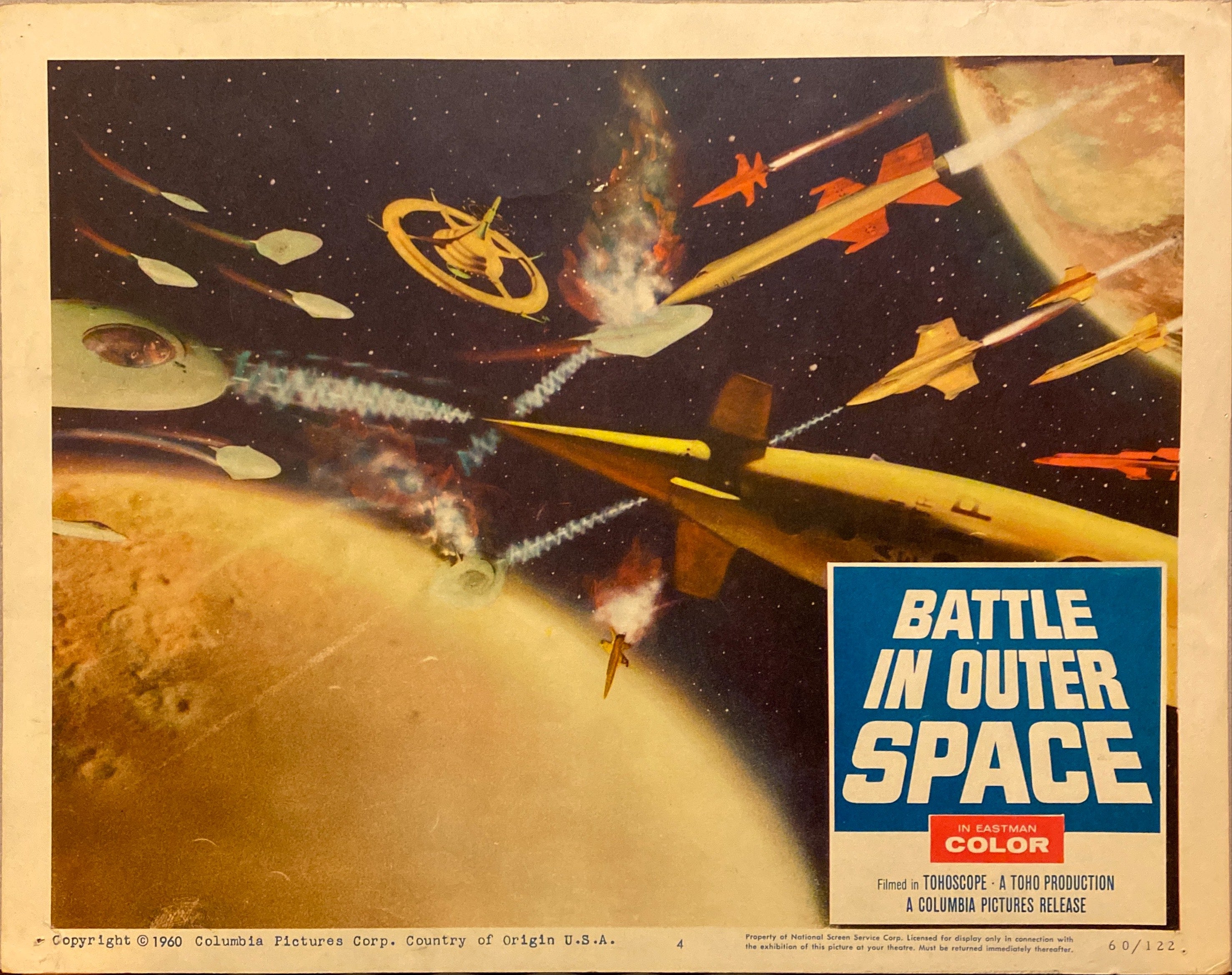 Ryō Ikebe, Koreya Senda, and Yoshio Tsuchiya "Battle in Outer Space" original Lobby Card 