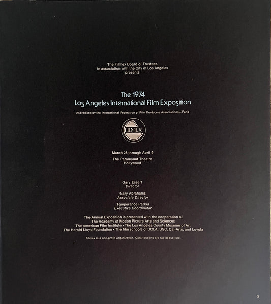 1974 Los Angeles International Film Exposition official catalog. 