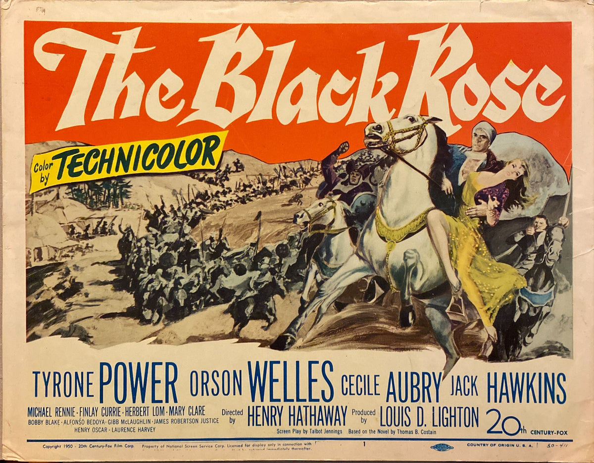 Tyrone Power and Orson Welles "The Black Rose" original Lobby Card 