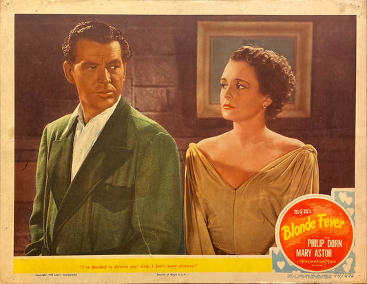 Philip Dorn and Mary Astor "Blonde Fever" original Lobby Card 