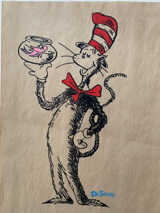 Dr. Seuss hand drawn and signed sketch