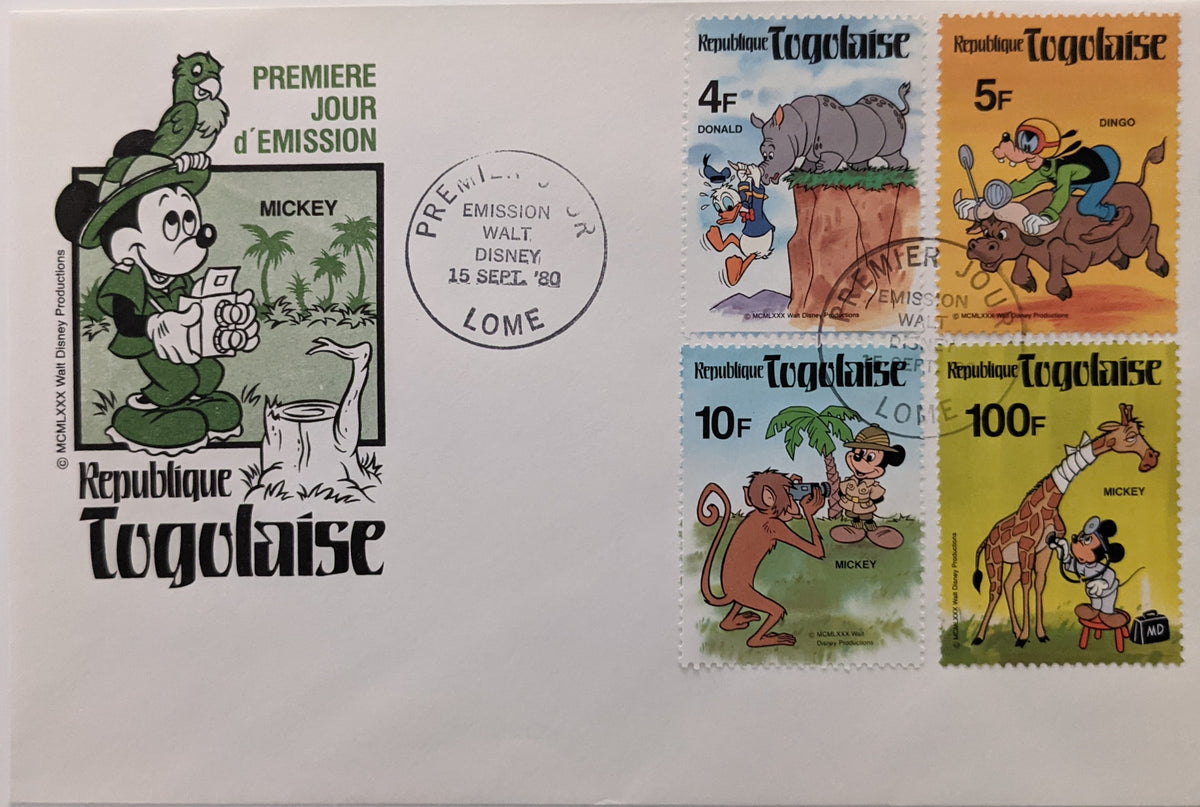 1980 Togo Disney Characters First Day Cover