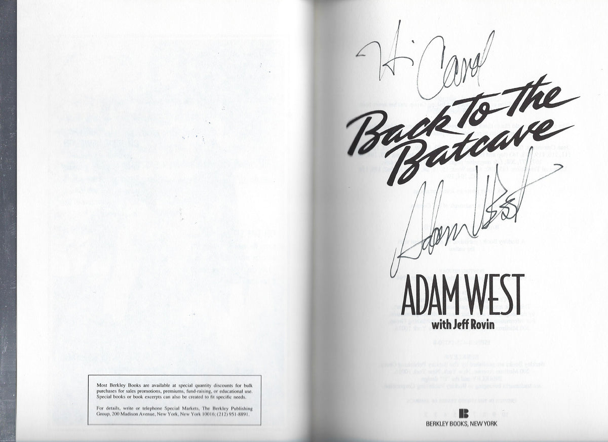 Back to the Batcave Adam West signed book