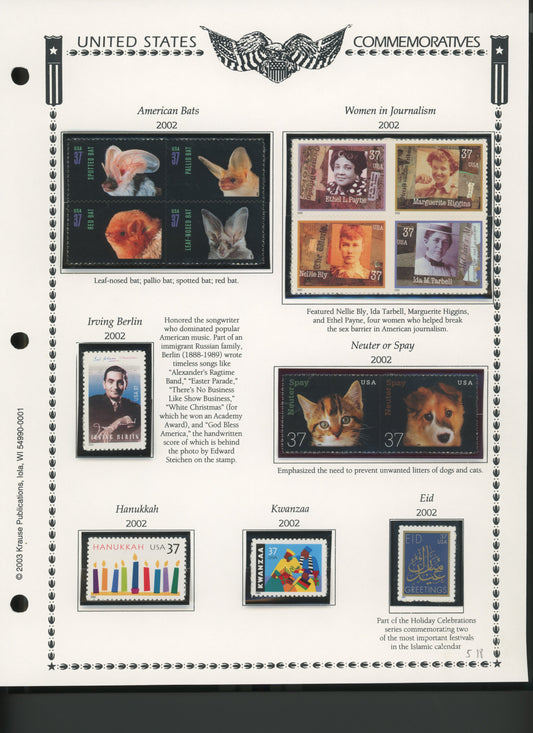 2002 United States Commemorative Stamp Set