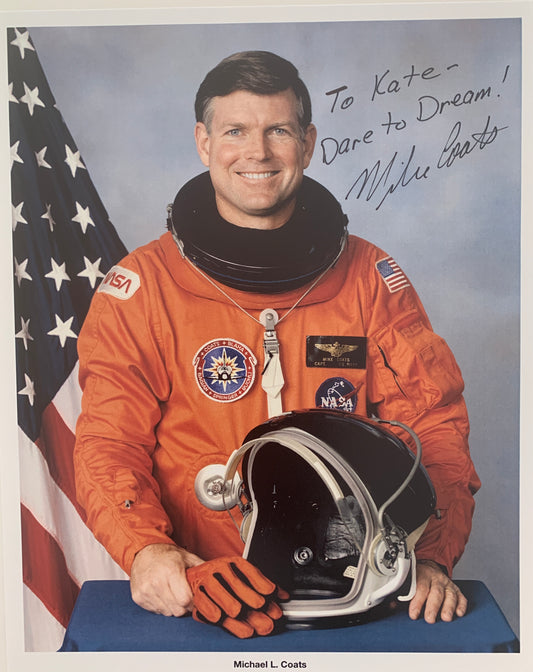 Astronaut Mike Coats signed official NASA photo. GFA Authenticated