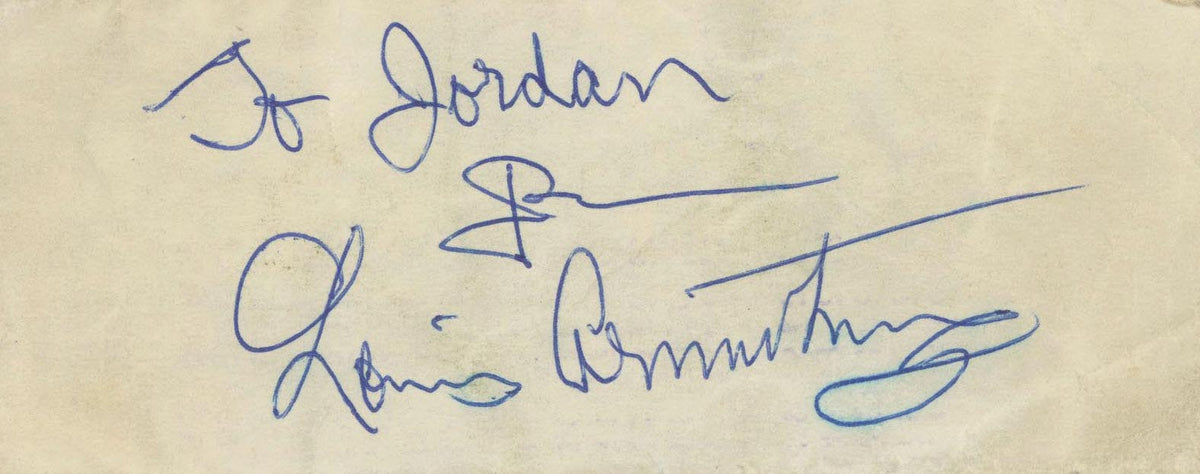 Louis Armstrong signature cut. GFA Authenticated