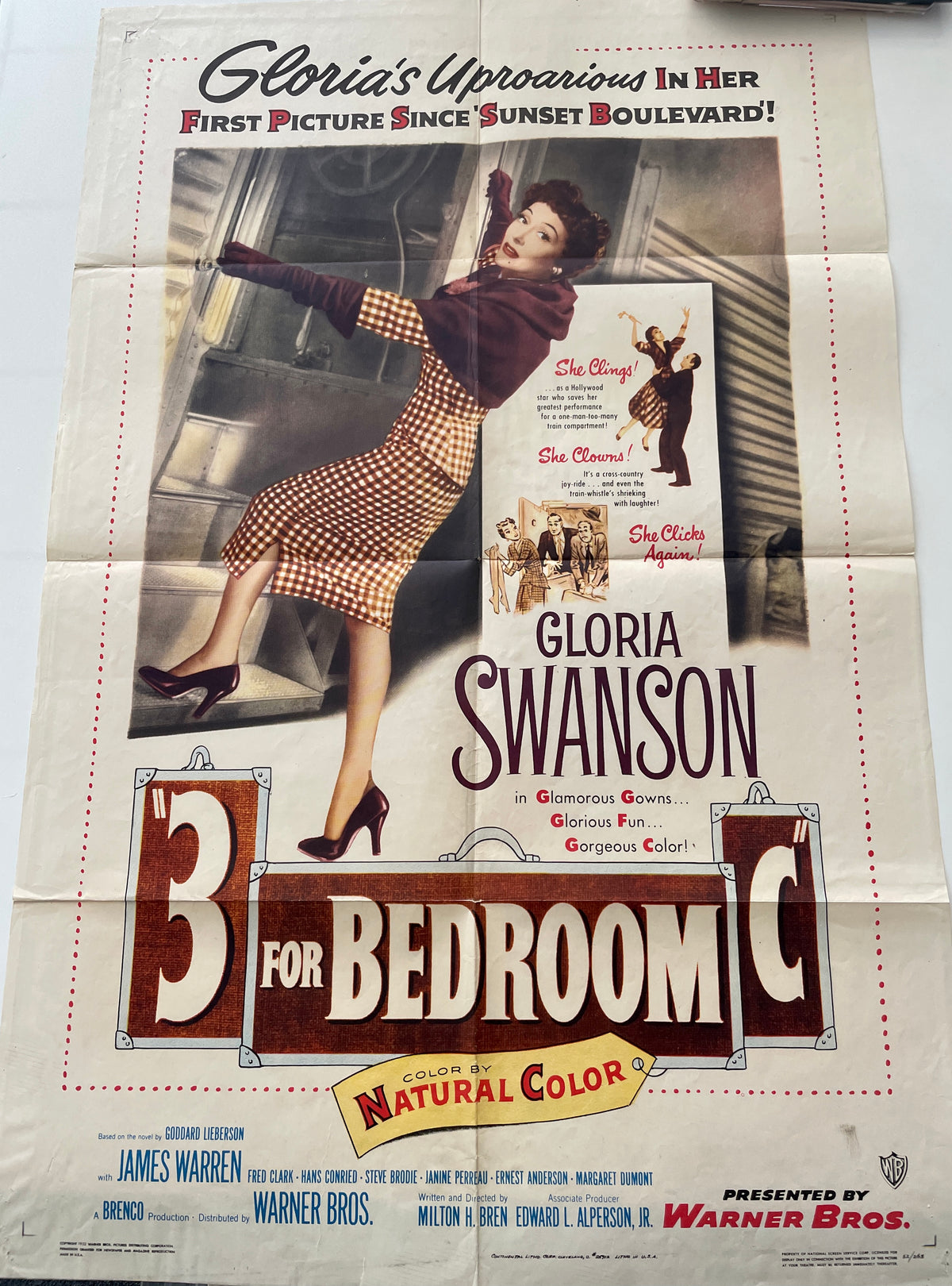 3 for Bedroom C 1952 vintage movie poster